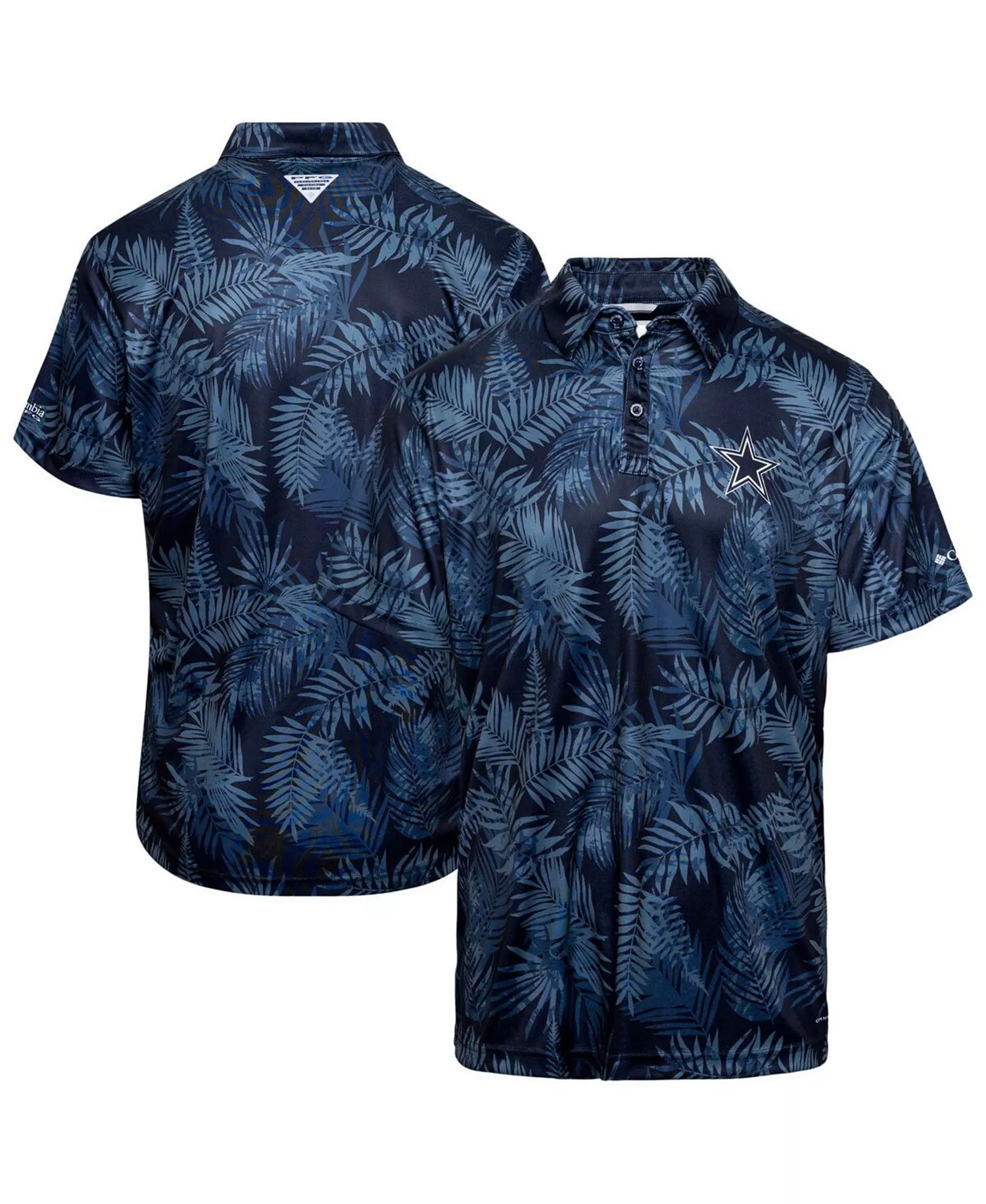 mni-34a88c439e6b1c25d88fc88541e7d83a Men's Navy Dallas Cowboys PFG Super Terminal Tackle Omni-Shade Polo