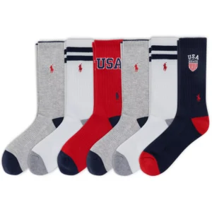 Men's USA Logo Crew Socks, 6-Pack