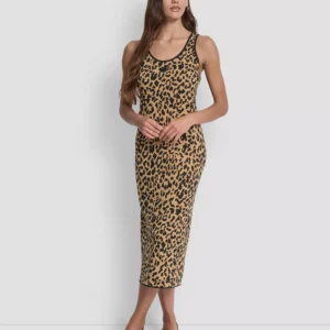 Women's Cheetah Jacquard Bodycon Sweater Dress
