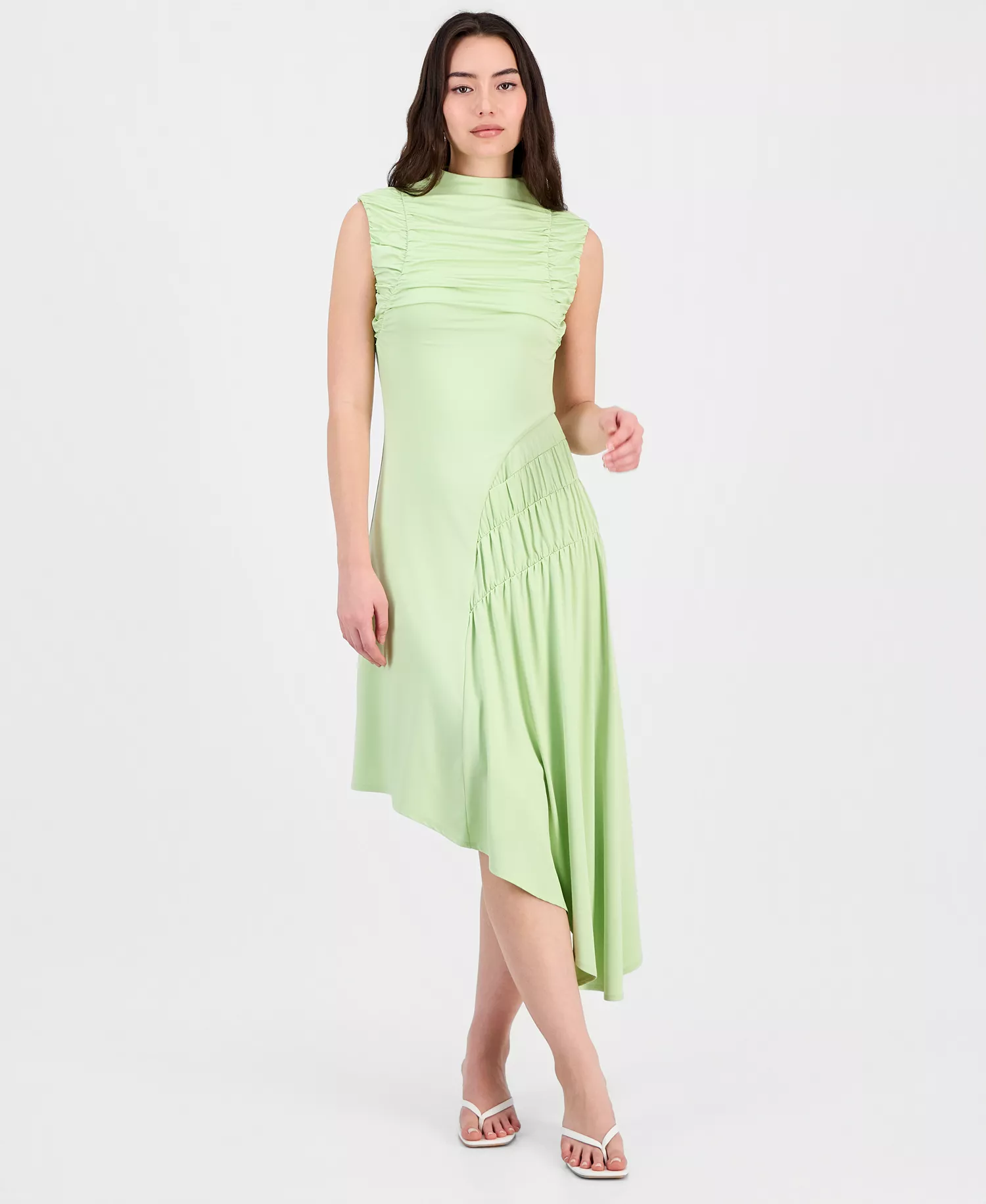 mni-35eaf62b69e5743e67ef5e43f05bf79e Women's Ruched Asymmetric Midi Dress, Macy's Exclusive