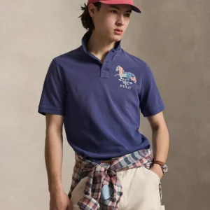 Men's Short-Sleeve Ribbed Collar Polo Shirt