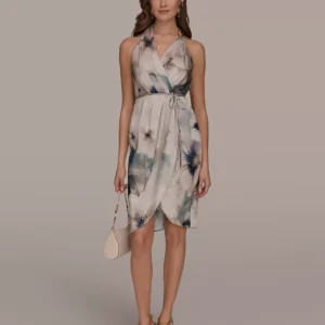 Women's Sleeveless Floral V-Neck Sheath Dress