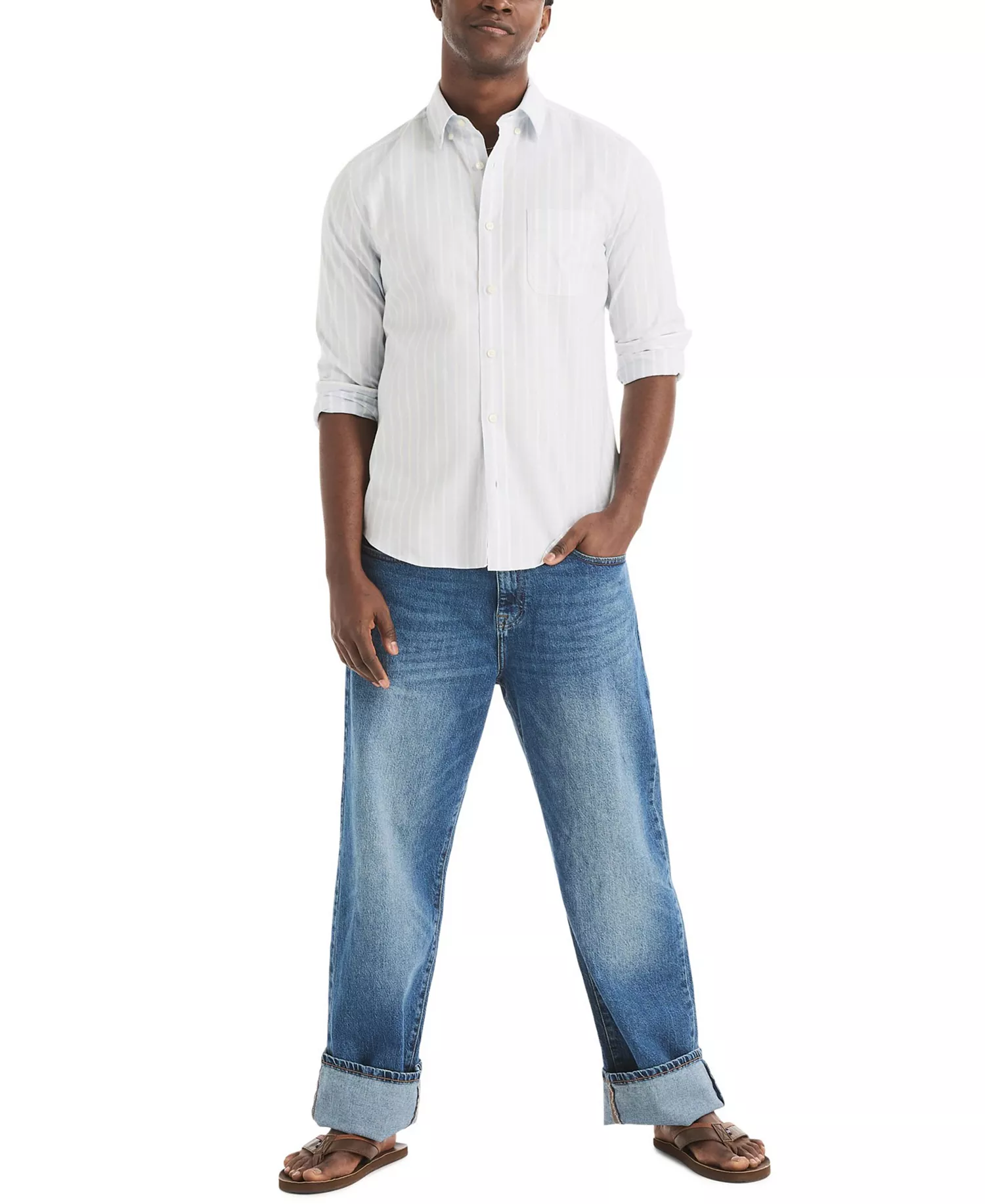 mni-393c0bbec814a1821f46ec6a00a3e46a Men's Long-Sleeve Stretch Oxford Strip Shirt — изображение 3