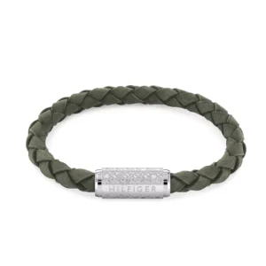 Men's Braided Green Suede Leather Bracelet