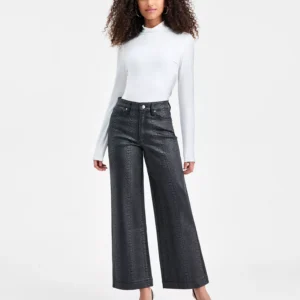 Women's Snakeskin-Print High Rise Wide Leg Jeans, Macy's Exclusive
