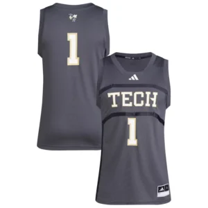Men's 1 Gray Georgia Tech Yellow Jackets Replica Swingman Jersey