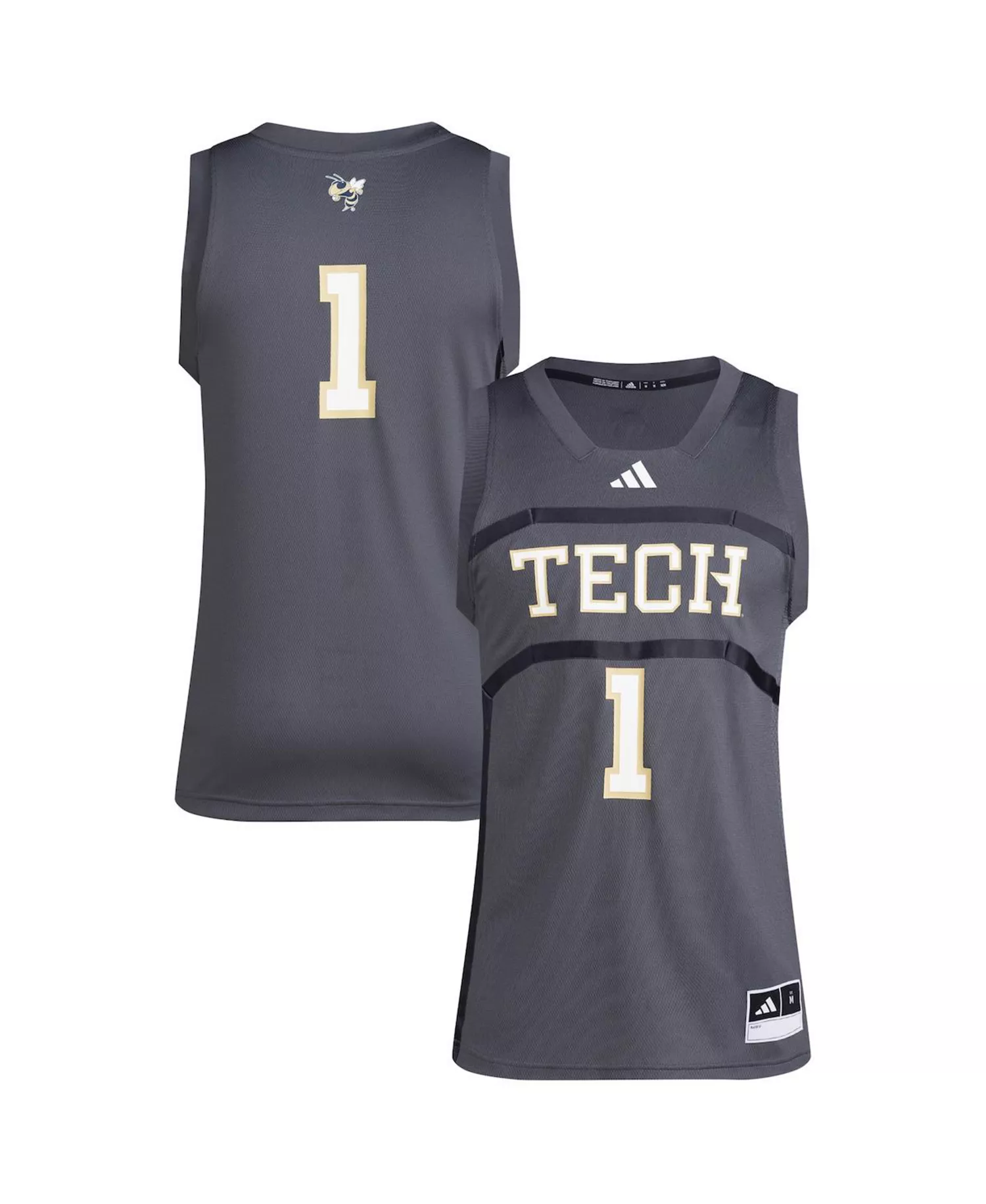mni-39ecebe66b3a2e1b8f6473d040a45f6a Men's 1 Gray Georgia Tech Yellow Jackets Replica Swingman Jersey