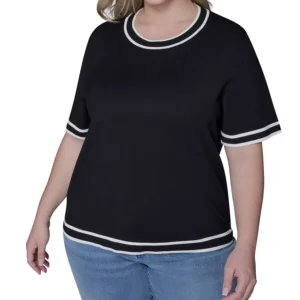 Women's Plus Size Crew Neck Short-Sleeve Sweater