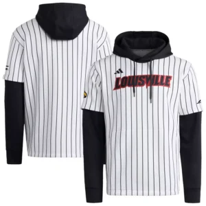 Men's White/Black Louisville Cardinals Baseball Jersey Hoodie