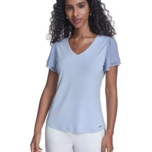 Women's Solid V-Neck Blouse