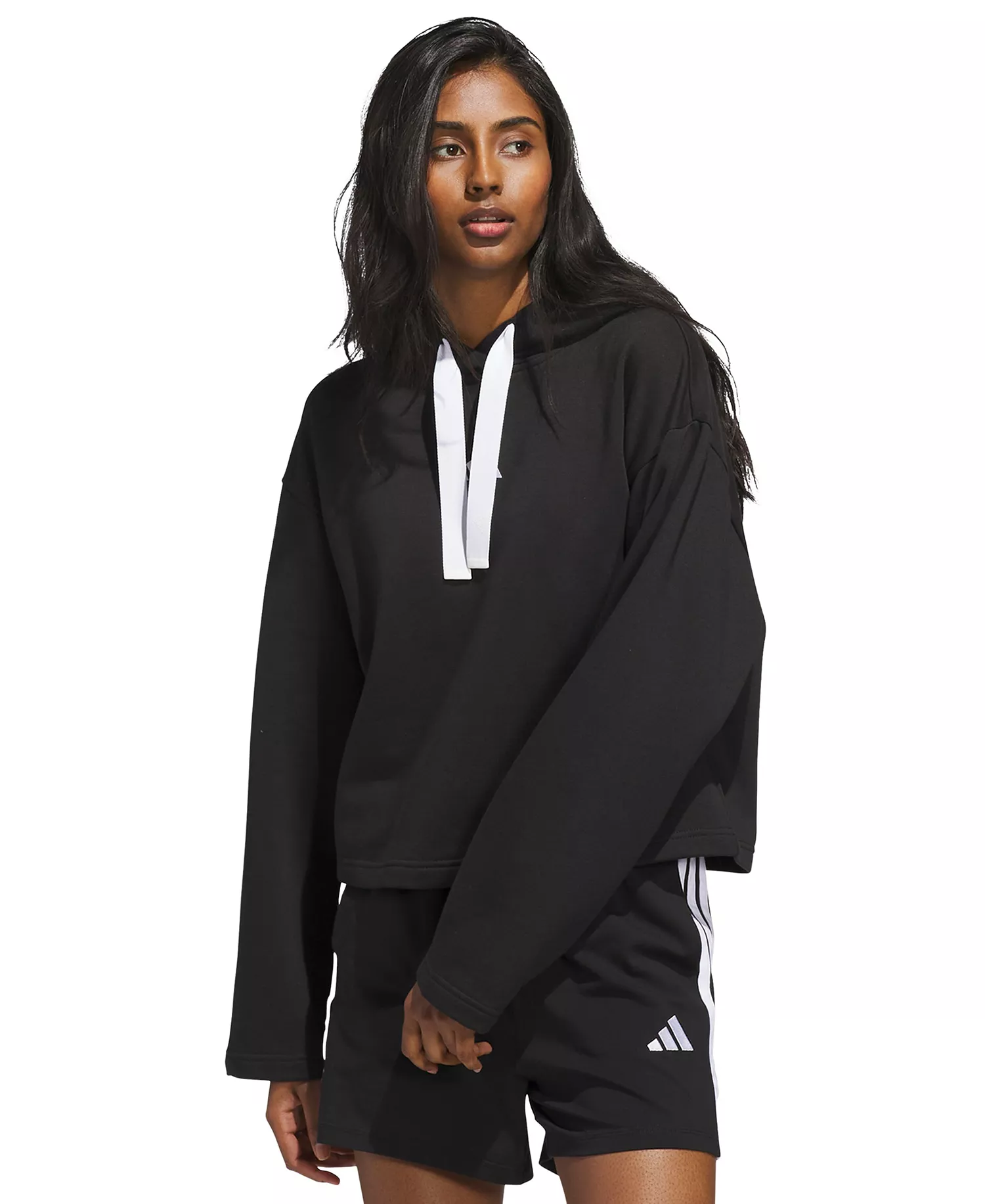mni-3d080acf12d03ceb3ac2577b6cd4e626 Women's Fleece 3-Stripes Loose-Fit Hoodie