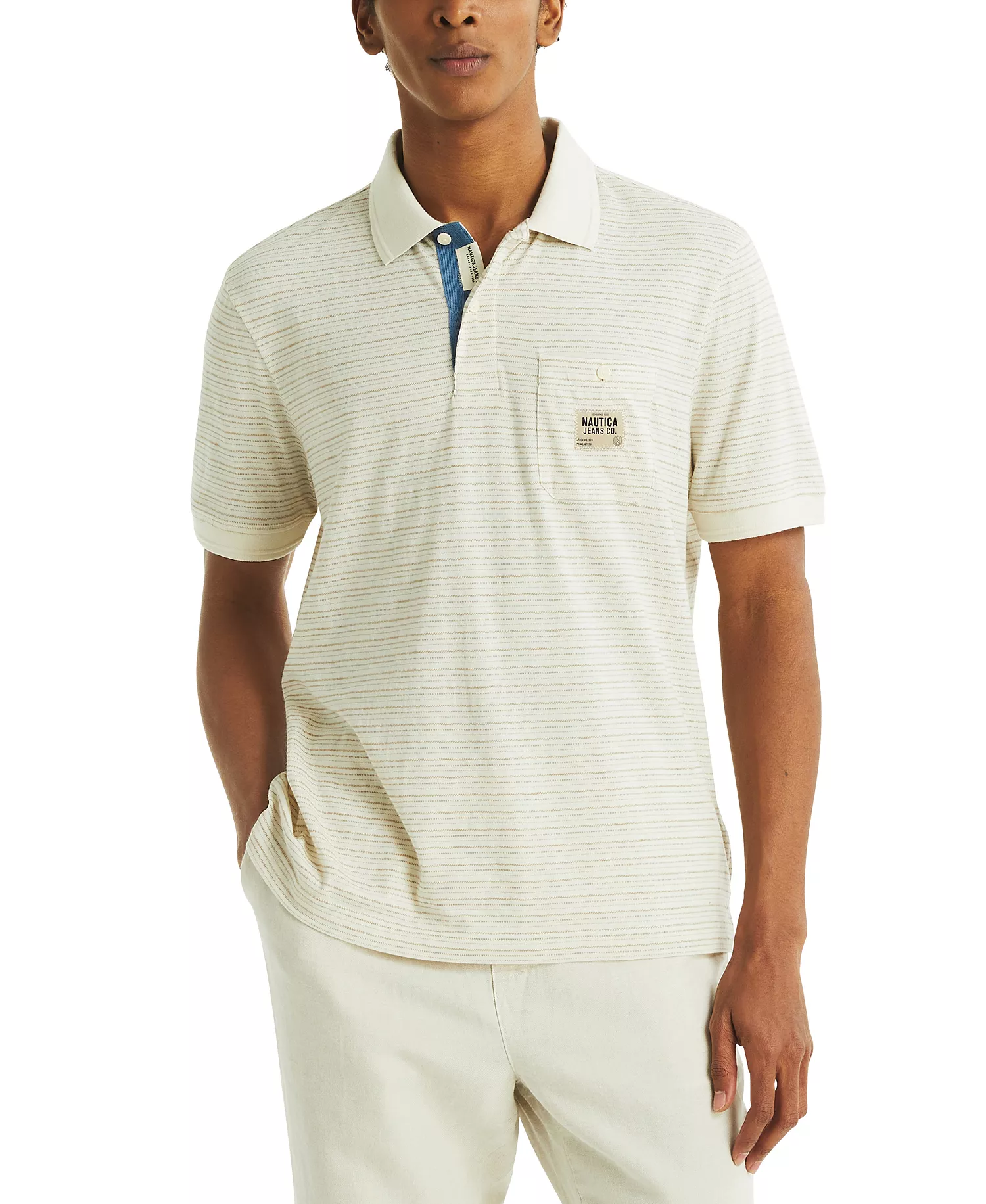 mni-3d670748849da83bcb65cda8991ba733 Men's Short Sleeve Textured Striped Polo Shirt