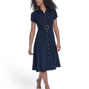 Women's Tulip-Sleeve Midi Shirtdress