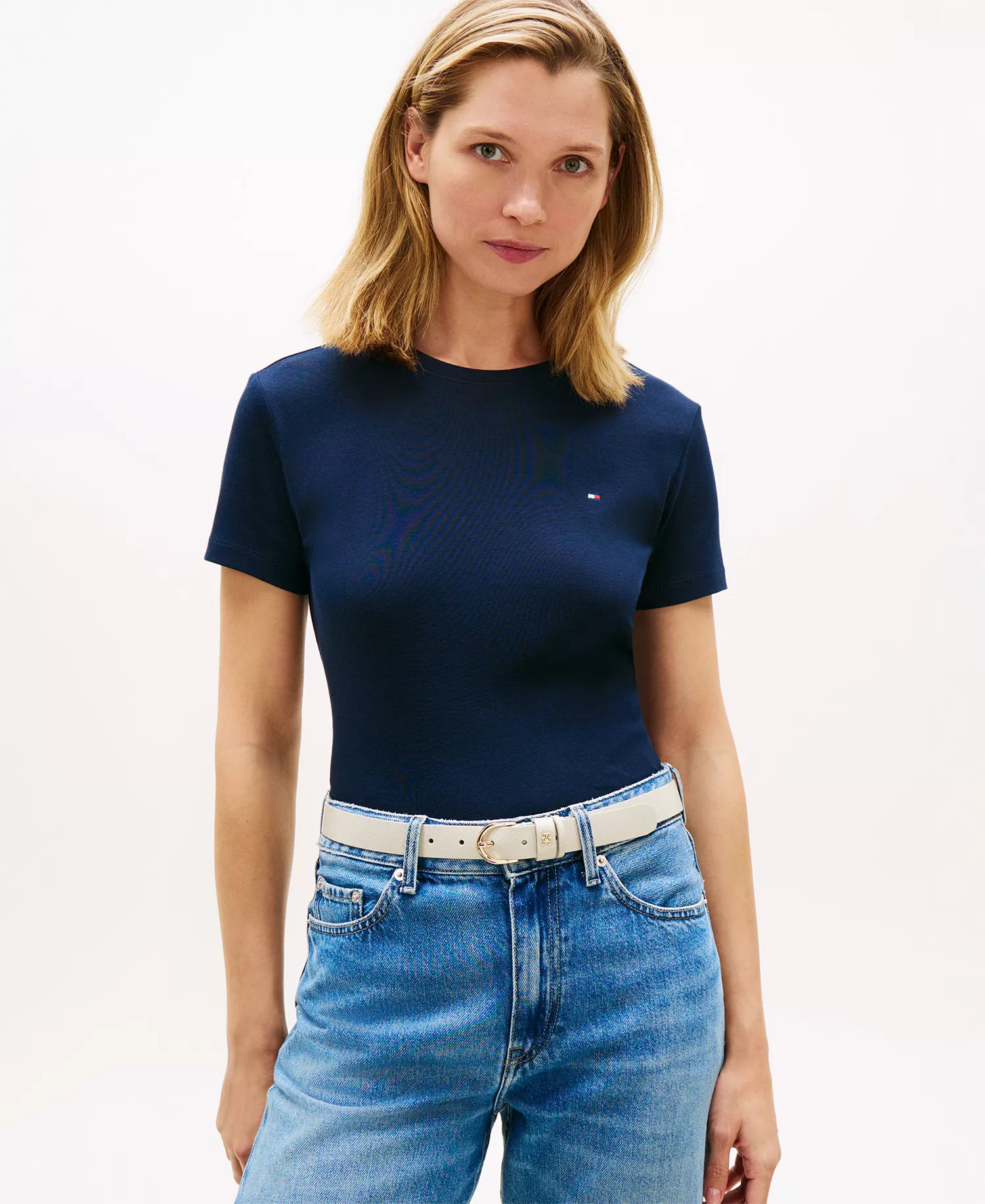 mni-3eb8867190fe3889e49ab6ca648aa50c Women's Rib Crew Neck Short-Sleeve Slim T-Shirt — изображение 3