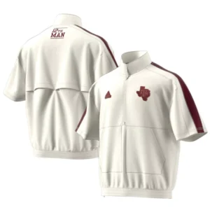 Men's White Texas A&M Aggies Strategy Pullover Half-Zip Short Sleeve Jacket