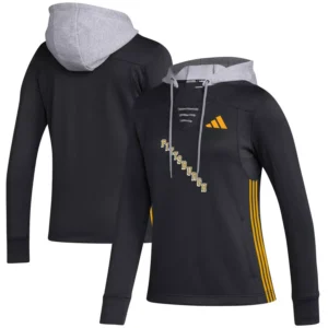 Women's Black Pittsburgh Penguins Refresh Skate Lace AEROREADY Pullover Hoodie