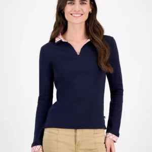 Nautical Jeans Women's Double-Collar Long-Sleeve Top