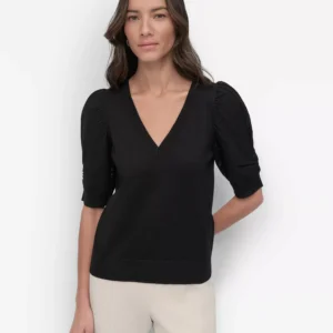 Women's Puff-Sleeve V-Neck Sweater