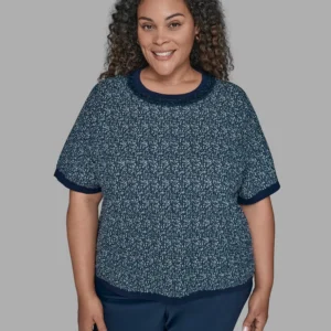 KARL LAGERFIELD PARIS Plus Size Short Sleeve Crew Sweater
