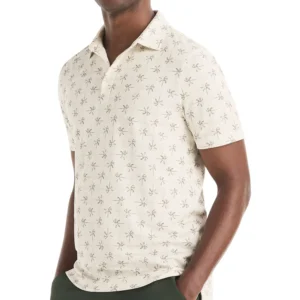 Men's Palm Tree Print Golf Short-Sleeve Polo Shirt