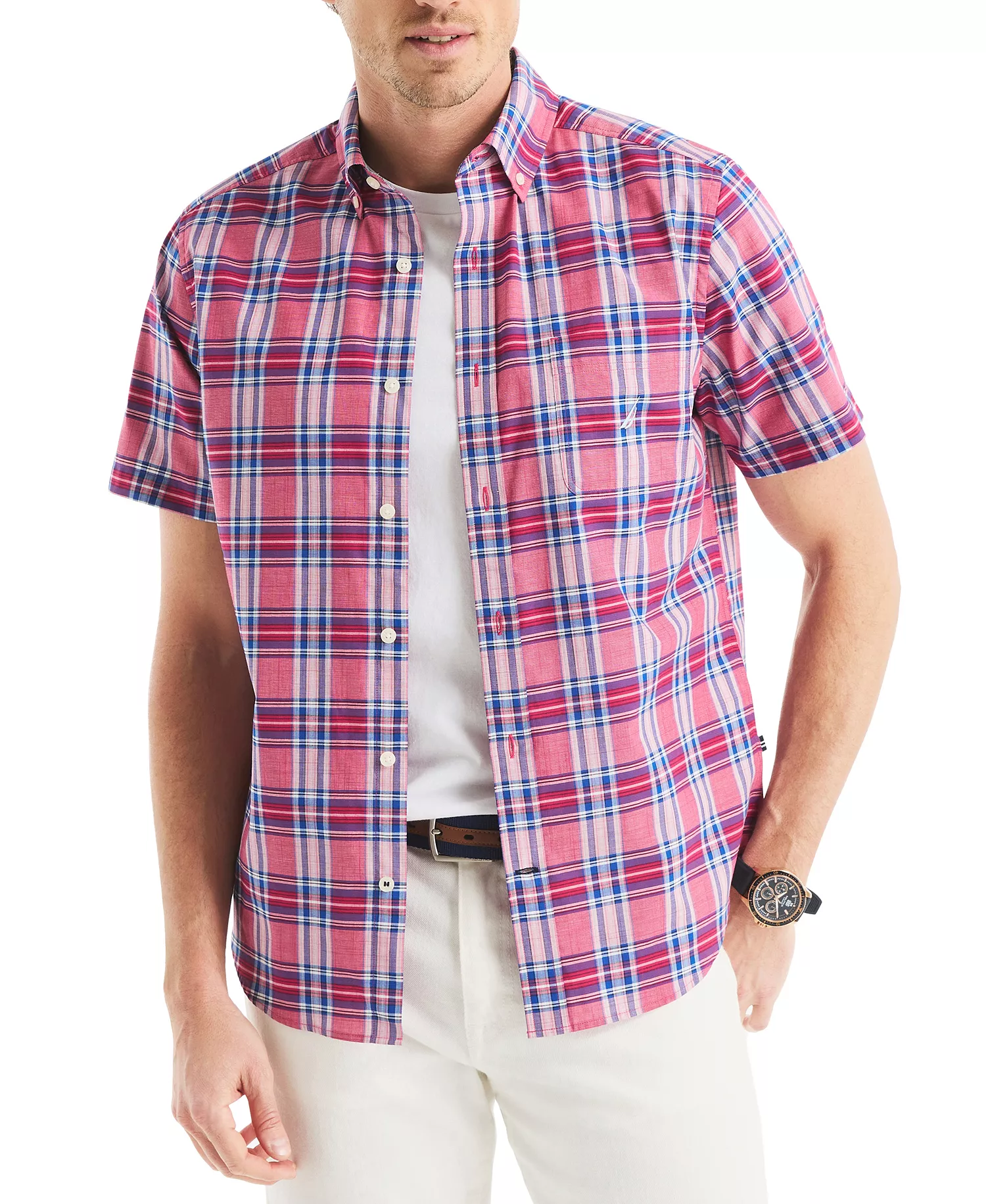 mni-421d3dc45957de468d08cfc7903fbff1 Men's Classic-Fit Plaid Button-Down Shirt