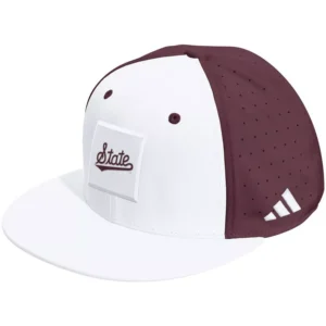 Men's and Women's White/Maroon Mississippi State Bulldogs Performance Flat Bill Adjustable Hat