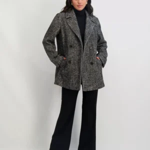 Women's Notched-Collar Button-Front Coat