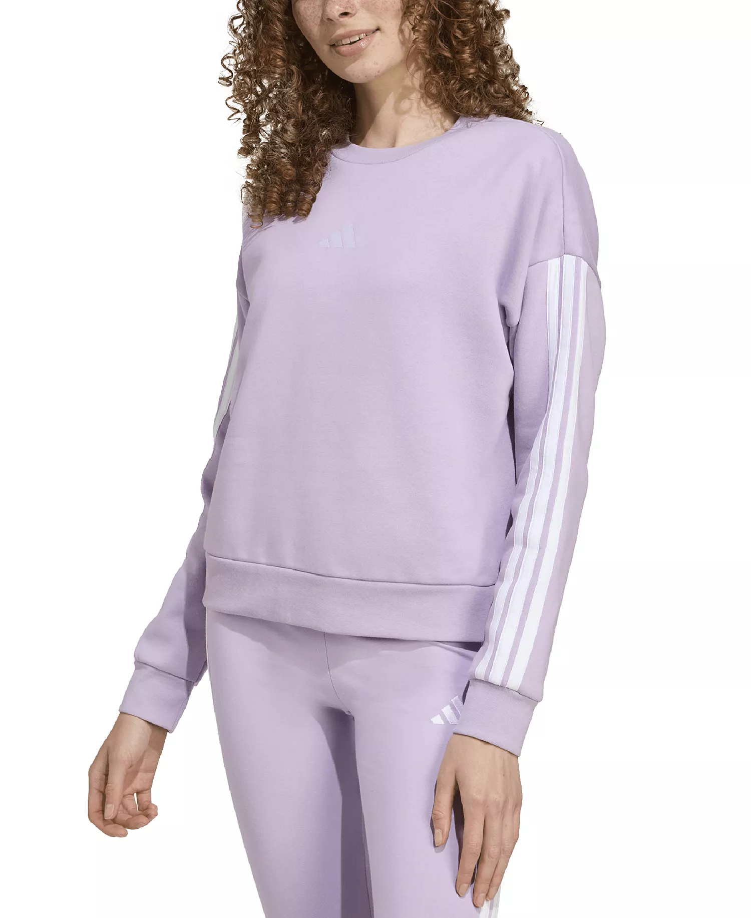 mni-432ac8fa1471819d6791445c0e2b1cda Women's Essentials 3-Stripes Fleece Crew Neck Sweatshirt — изображение 4