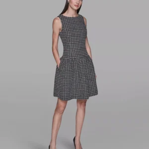 Women's Mini Grid Nubby Tweed Sheath Dress
