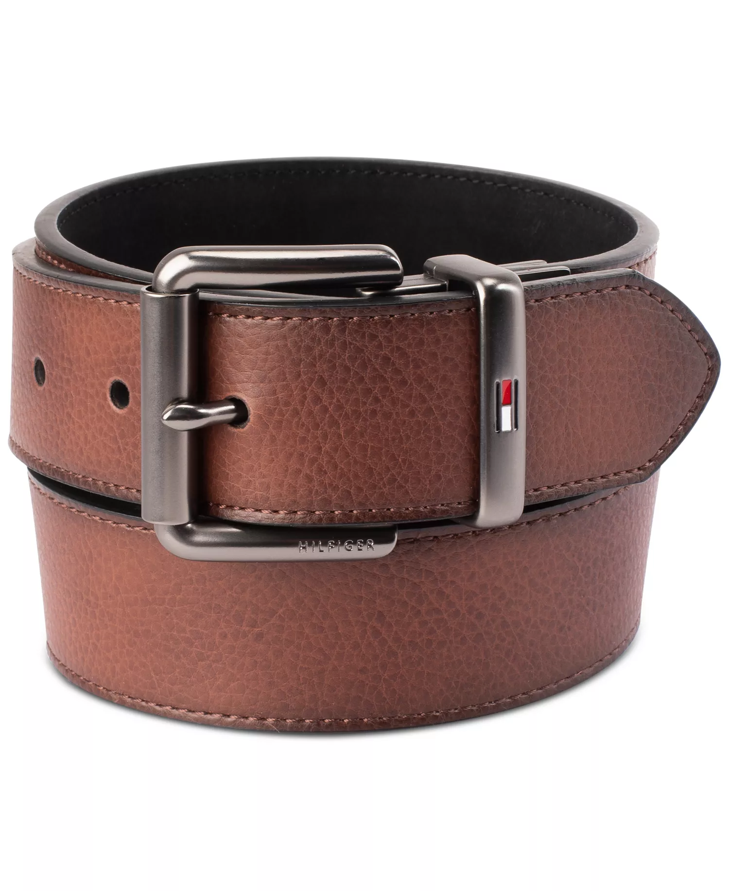 mni-4406990a3e057aee49b1f608209e4c80 Men’s Two-In-One Reversible Casual Matte and Pebbled Belt