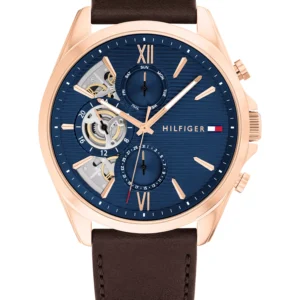 Men's Quartz Brown Leather Watch 43.5mm