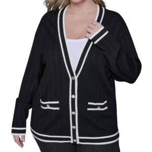 Women's Plus Size V-Neck Button Front Cardigan