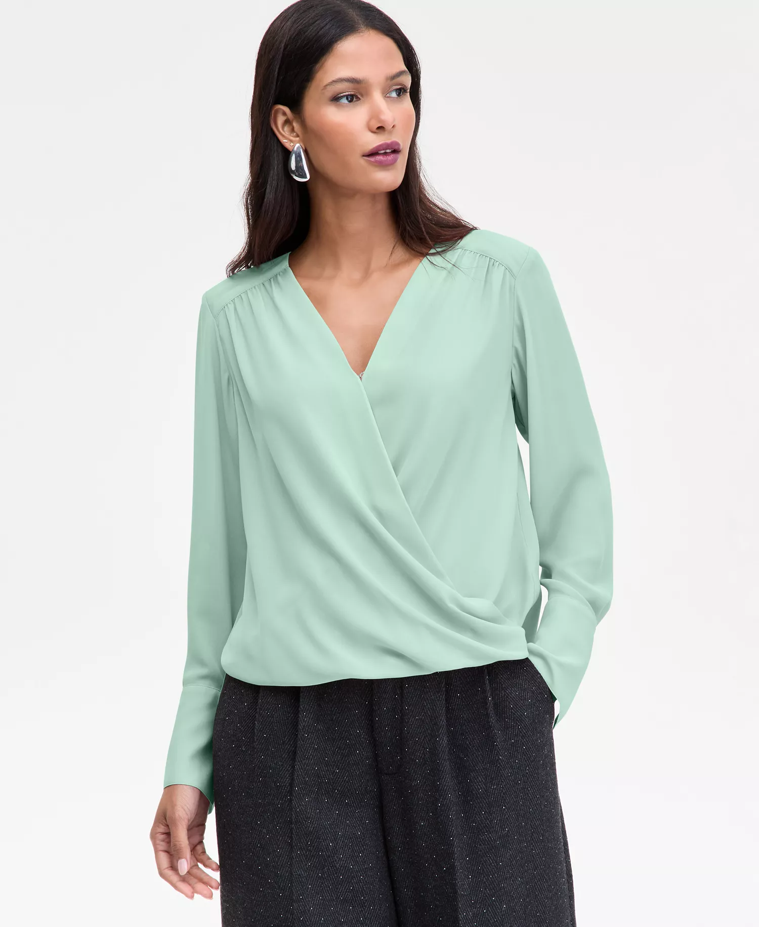 mni-45322a1632624b1bf1a14e9dbead974c Women's Surplice Long-Sleeve Blouse, Exclusively at Macy's — изображение 6