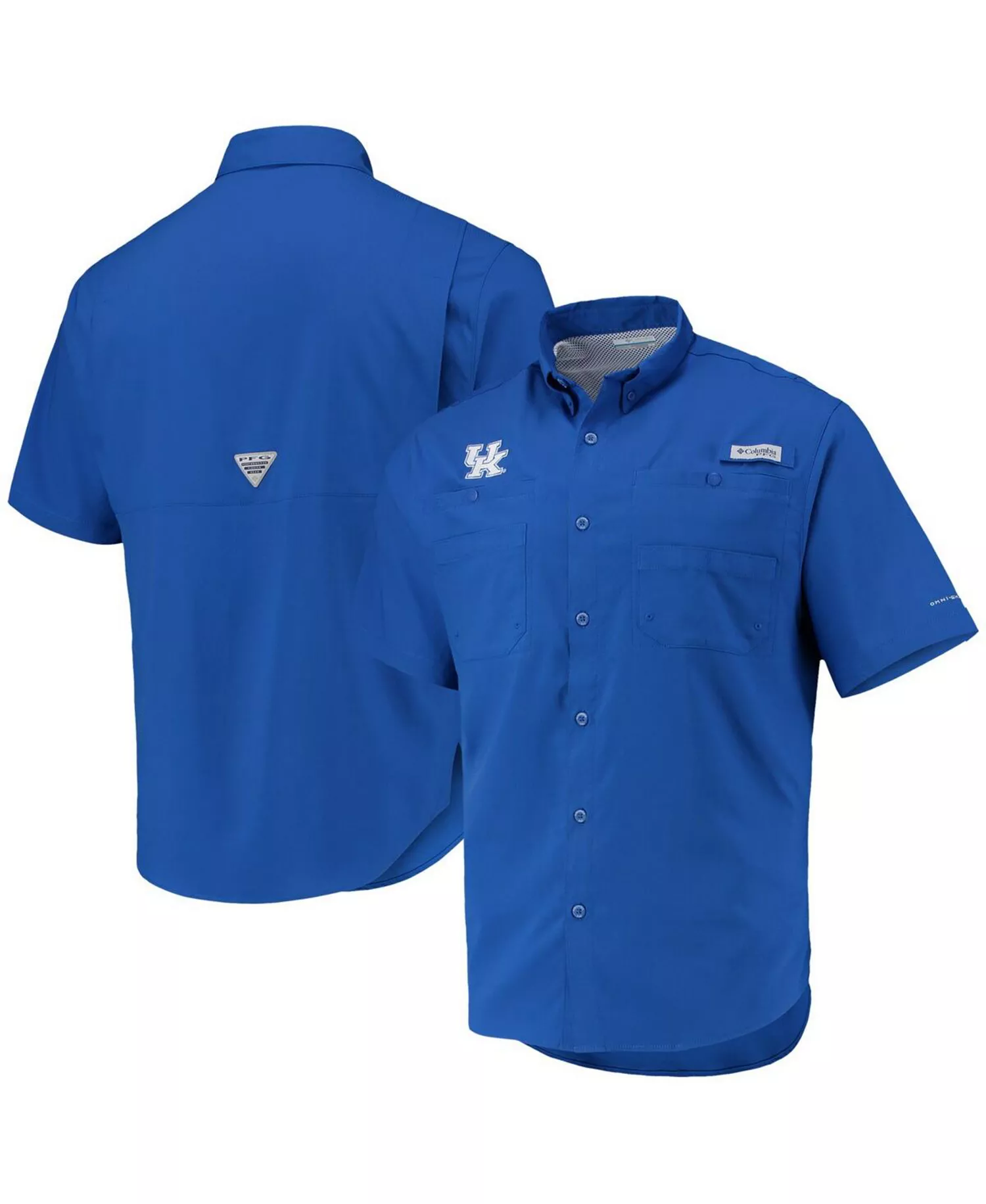 mni-45460948e0adcbf57c11015b634b10dc Men's Royal Kentucky Wildcats Tamiami Omni-Shade Button-Down Shirt