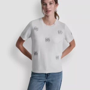 Women's Embellished Logo Crew Neck Sweater