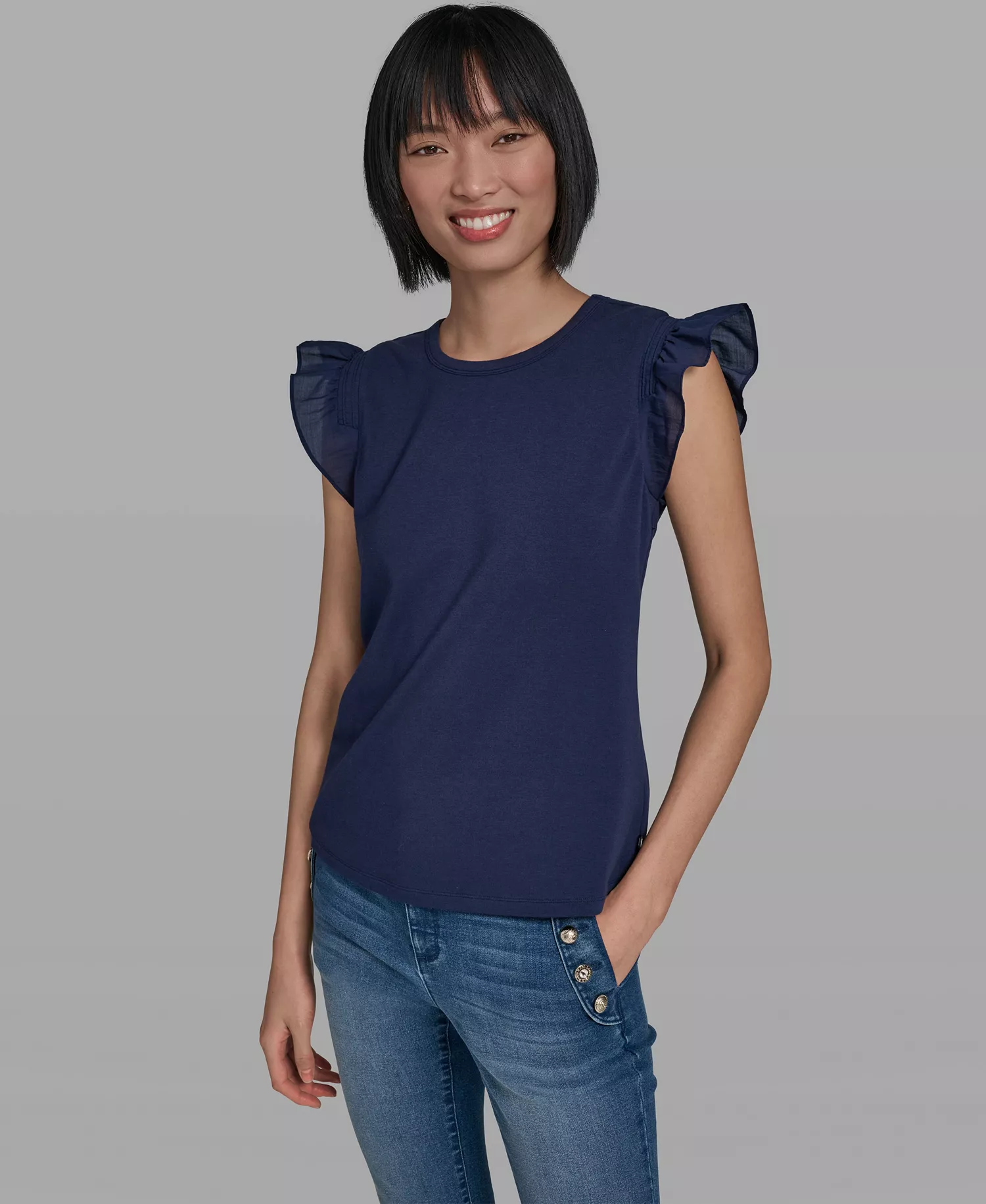 mni-48d0587a54bea85450eb72e774187163 Women's Scallop Trim Boat Neck Top — изображение 5
