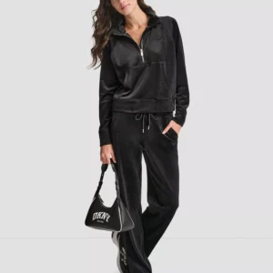 Women's Platinum Velour Embroidered Logo Sweatshirt