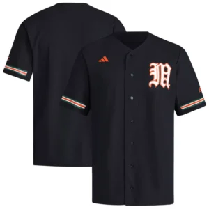 Men's Black Miami Hurricanes V-Neck Baseball Jersey