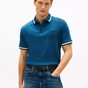 Men's Classic-Fit Script Embroidery Tipped Polo Shirt