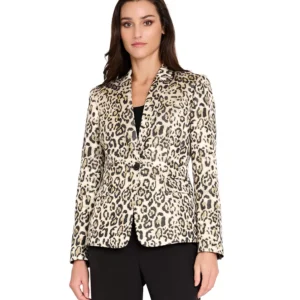 Petite Leopard-Print Jacquard Blazer