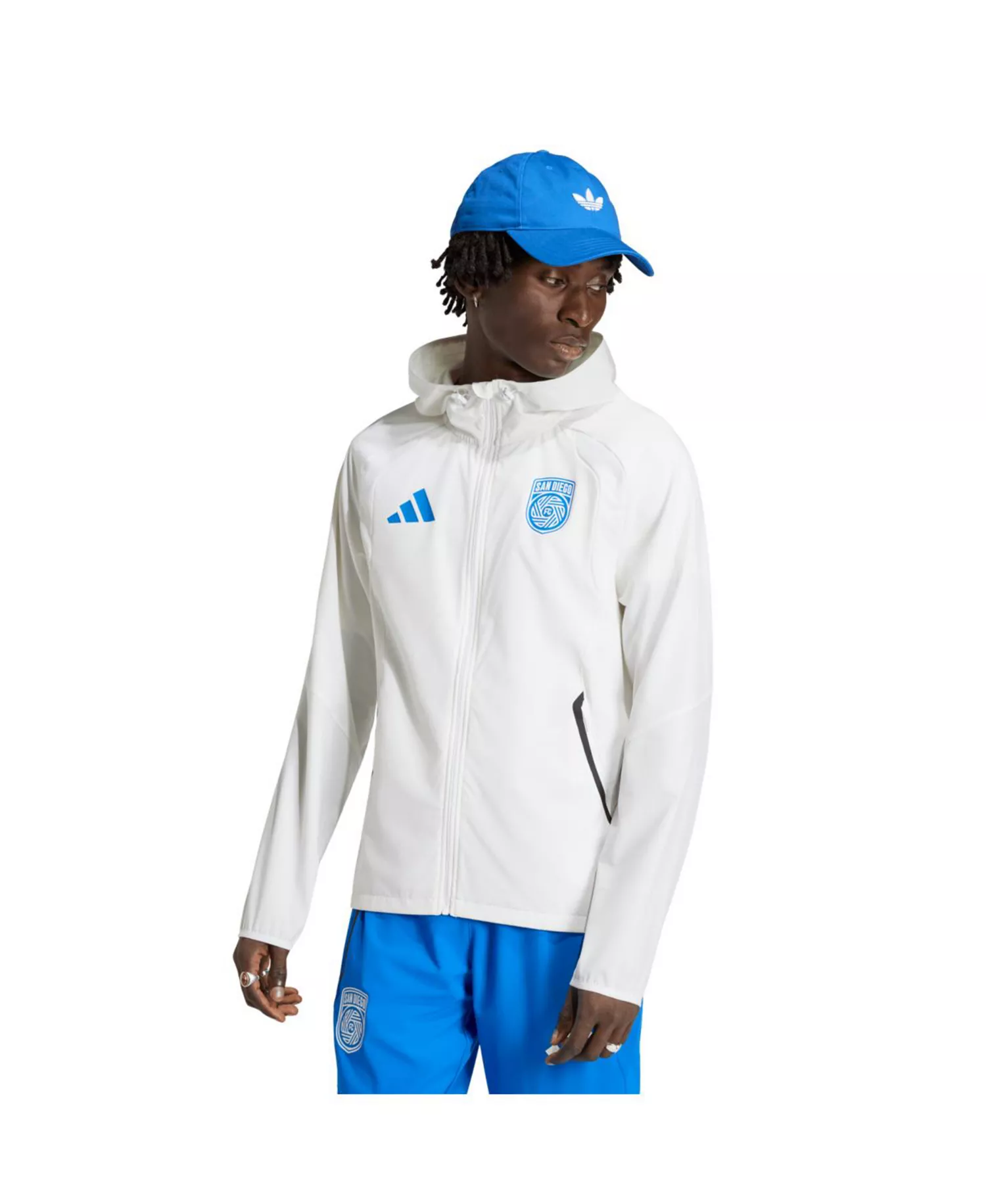mni-4a66c7d699c8d510e475d5af75ed2688 Men's White San Diego FC Tiro Travel Full-Zip Hooded Windbreaker