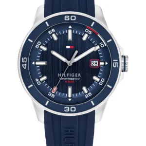 Men's Quartz Blue Silicone Strap Watch, 43mm