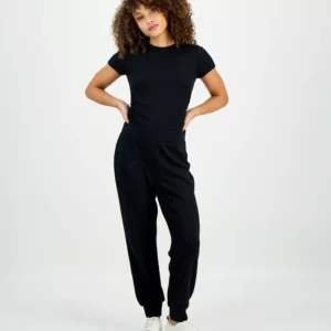 Petite Embellished High Rise Jogger Sweatpants, Macy's Exclusive