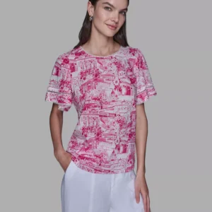 Women's Printed Trim Detail Top