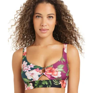 Women's Tropical Heat Banded Ring Detail Swim Bikini Top and V-Cut Waist High-Leg Swim Bottoms, Macy's Exclusive