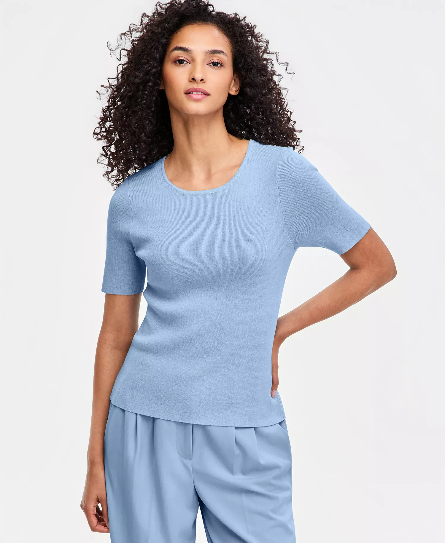 mni-4c51cc7fd8b139a0f6351ce54dff54b7 Women's Fine-Rib Crewneck Sweater T-Shirt — изображение 11