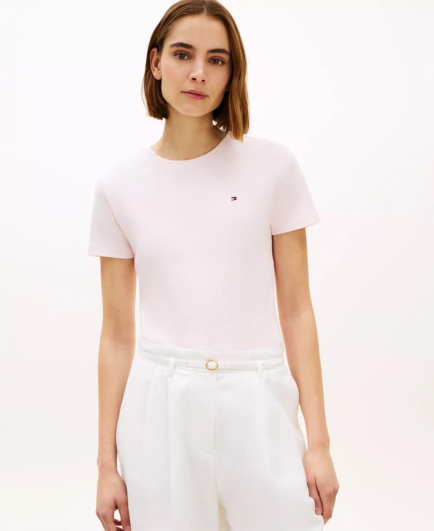 mni-4ce0f6a5d3efa379fa64a9e036f687ba Women's Rib Crew Neck Short-Sleeve Slim T-Shirt — изображение 5