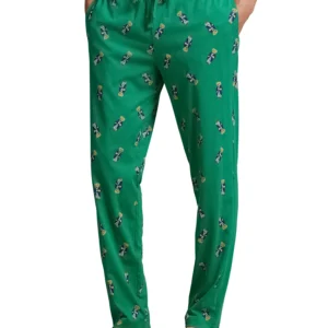 Men's Rib Waistband Knit Bear Pajama Pants