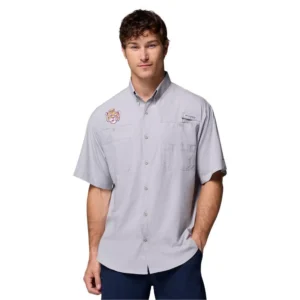 Men's Gray LSU Tigers Tamiami Omni-Shade Button-Down Shirt