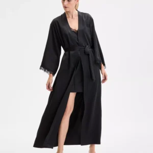 Women's Lace-Trim Satin Robe, Exclusively at Macy's